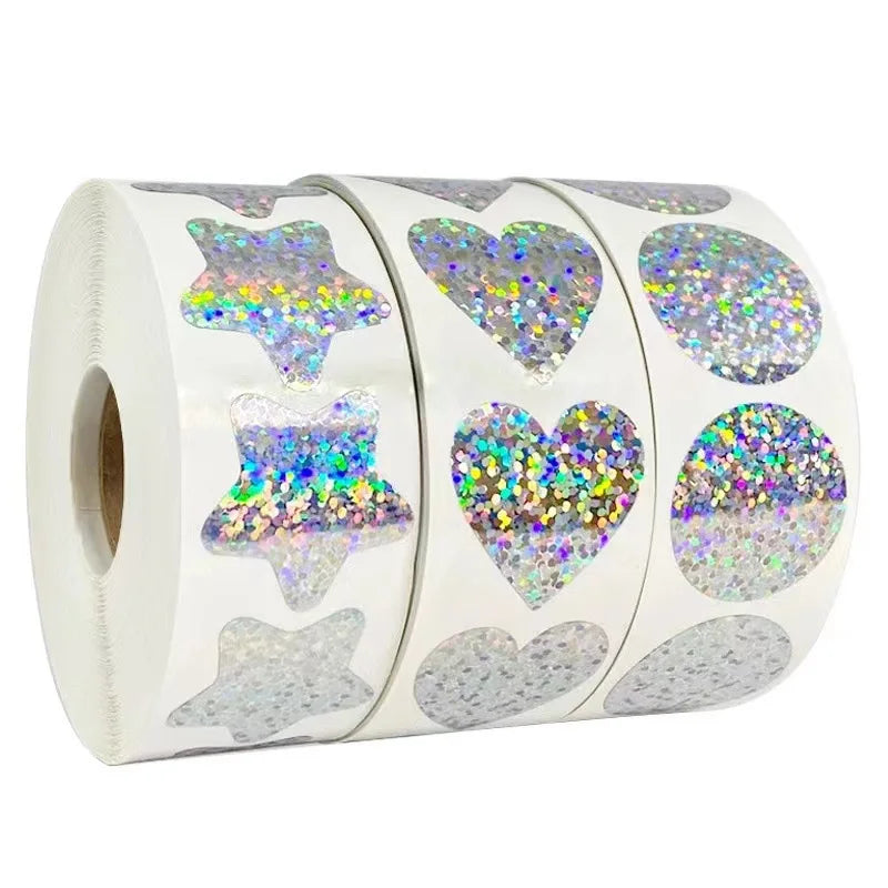 Custom Logo Printed Holographic Adhesive Sticker Personalized Laser Film Labels Rainbow Reflective Foil Hologram Sticker