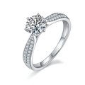Top Quality S925 Sterling Silver Ring 1ct Classic Style Moissanite Diamond Jewelry Ring for Women