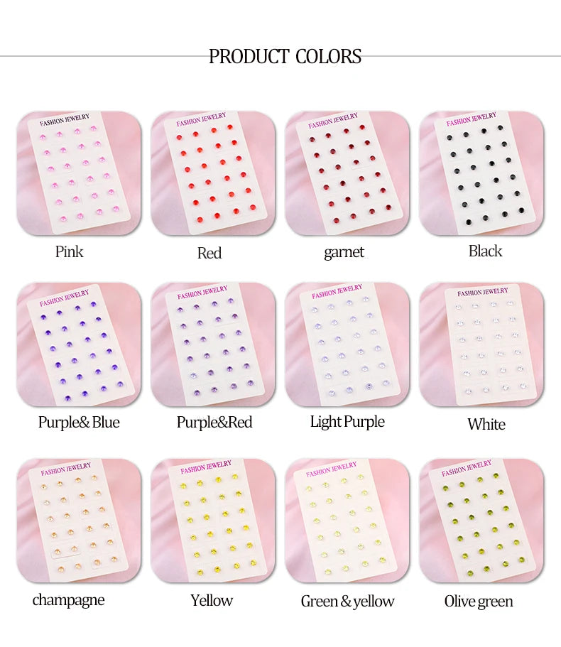 Wholesale Products in Bulk Simple Hypoallergenic Jewelry 12 Colors Children Earrings Set Tiny Zircon Stud Earrings for Girls