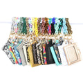 Women's Colorful Acrylic Chain Link Bracelet Card Bag Wristlet Keychain Metal Clasp Bracelet With PU Leather Wallet