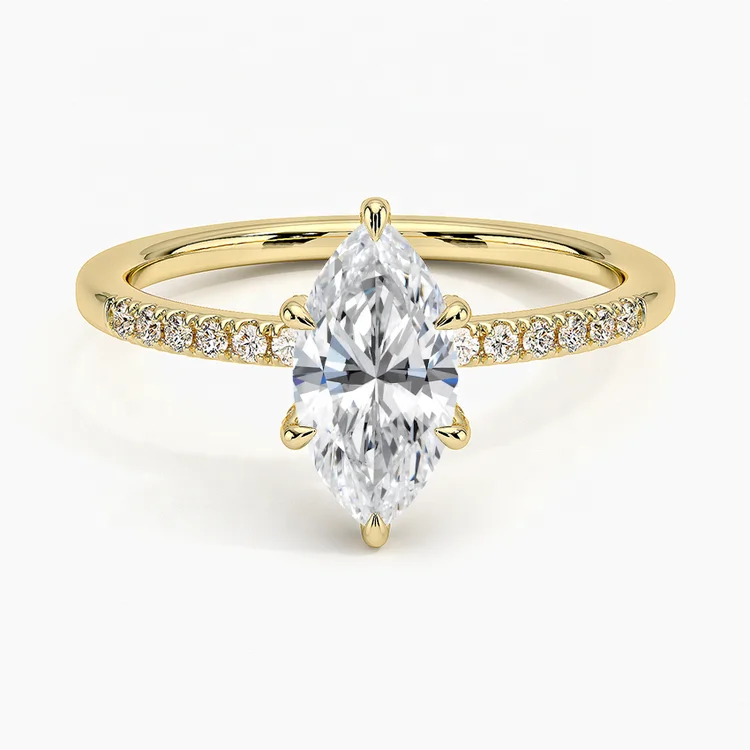 18K Gold 1 Carat F VS1 Marquise Cut  Shape Igi  Lab Grown Diamond Ring
