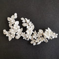 SLBRIDAL Handmade Rhinestones Crystal Pearls Ceram Flower Leaf Bridal Hair Clip Barrettes Wedding Hair Accessories Women Jewelry
