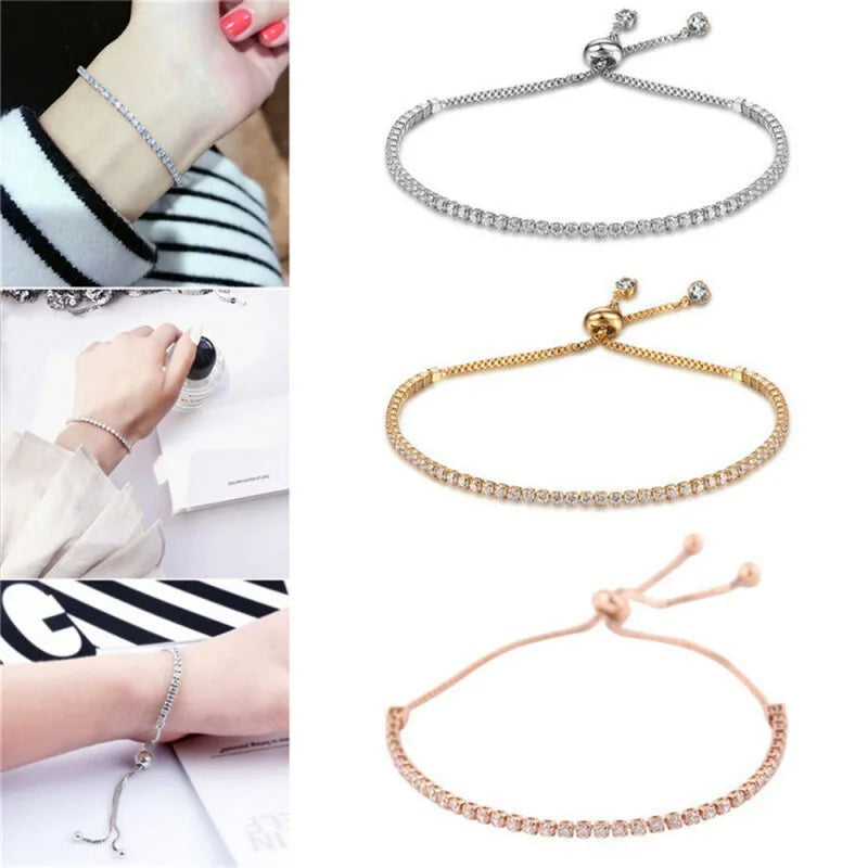 Wholesale Crystal Zircon Bracelet Jewelry Fashion Shiny Push-pull Women Bracelet for Gift