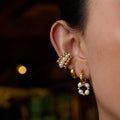 MC323 Wholesale Stainless Steel Waterproof Pearl Earrings Hypoallergenic 18k Gold Plated  Dangle Hoop Earring for Women