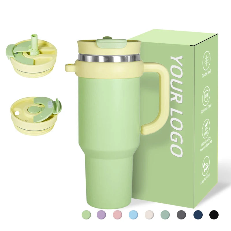 Custom Tumbler 40 oz Stainless Steel Double Wall Vacuum Insulated  40oz Travel Mug With Double Drinking Mouth With Handle Mugs
