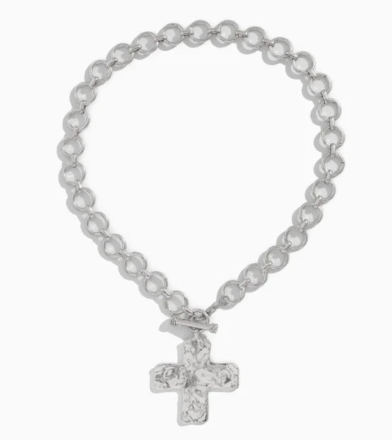 Cross Border Jewelry Personality Cross Alloy Pendant Necklace Cold Wind Clip Flat Buckle Collarbone Chain Women