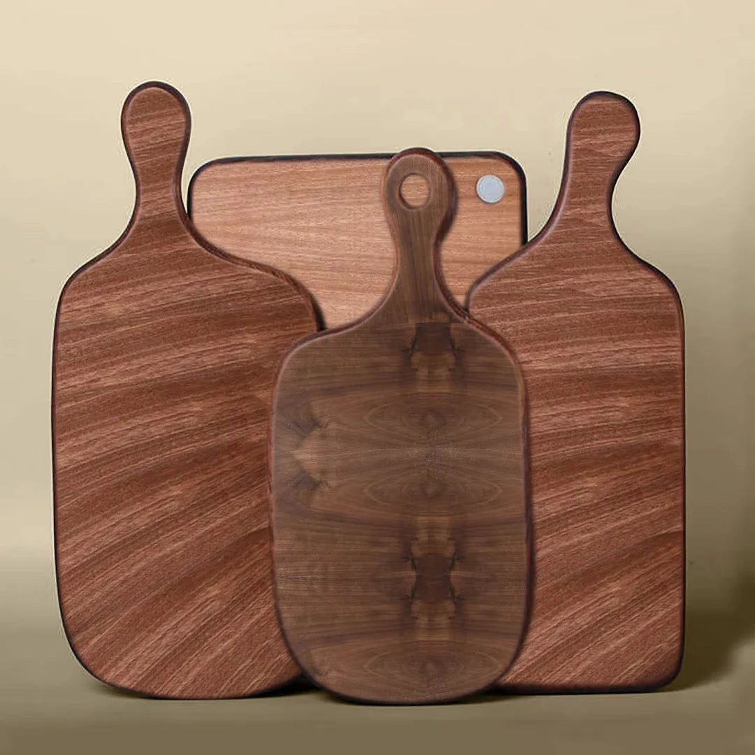 Tailai Irregular Shaped Walnut Wood Serving Cutting Board Black Wood Chopping Board Chopping Blocks for Steak PIzza and Cheese