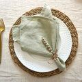 20*20 Inches Custom Logo Square Solid Flax Linen Napkins for Wedding Party Home Restaurant  Table Embroidered Cloth Napkin