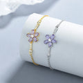 925 Silver Chain Bracelet Fine Jewelry Women Real Sterling Silver Purple Zircon Flower Silver Chain Bracelet Jewelry Wholesale