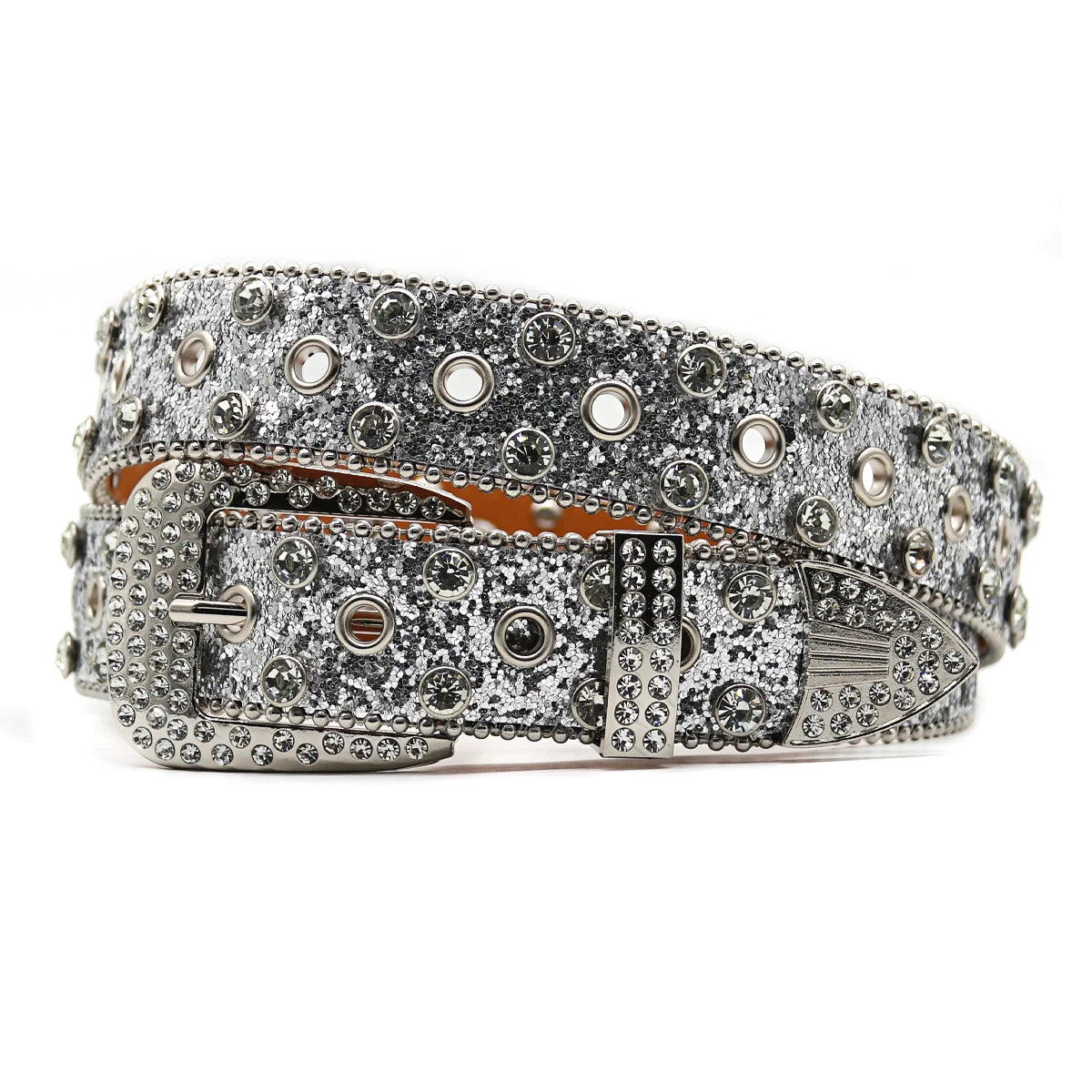 New Western Silver Sparkling Belt Luxury Crysta Designer Belt Men Inlaid With Full Diamond Rivets Fashion Trend Belt