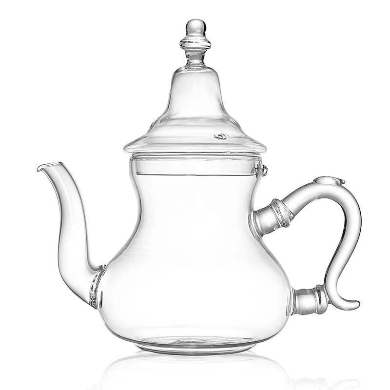 Handmade 800 ml Handmade High Borosilicate Glass Moroccan Teapot Glass Teaware with Customized logo and Package