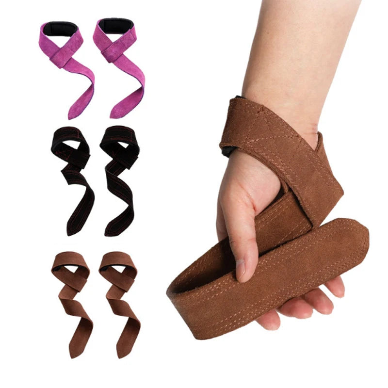 Jstar Gym Workout Excellent Gripping Cowhide Deadlift Straps with Thick Soft Sponge Lining and Wrist Loop for Weightlifting