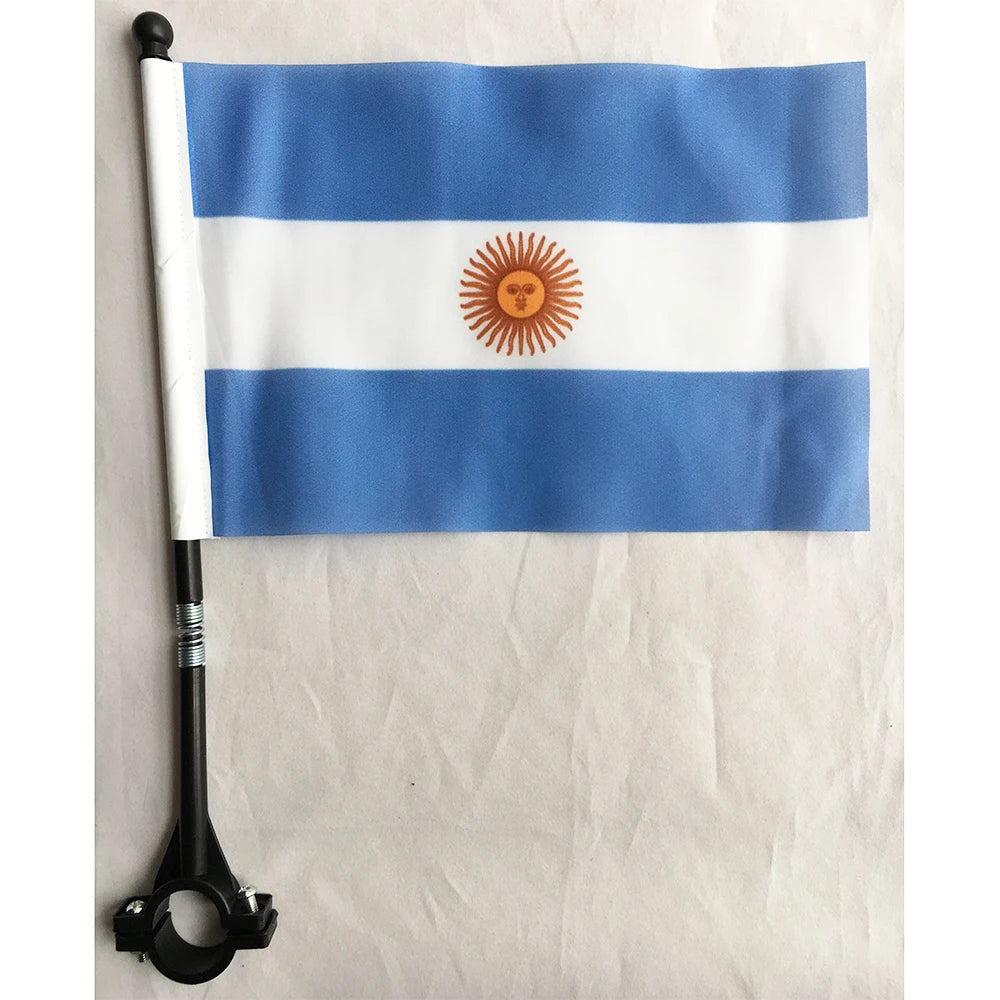 Custom Printing Bicycle Flag National Flag Polyester Handlebar Argentina Flag  For Outdoor Cycling Decoration