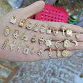 CZ8500 Tiny 18k Gold CZ Paved Lock Owl Lion Animal CharmsLIttle Mini CZ Zircon Fish Bone Dangle Charms for DIY Jewelry Making