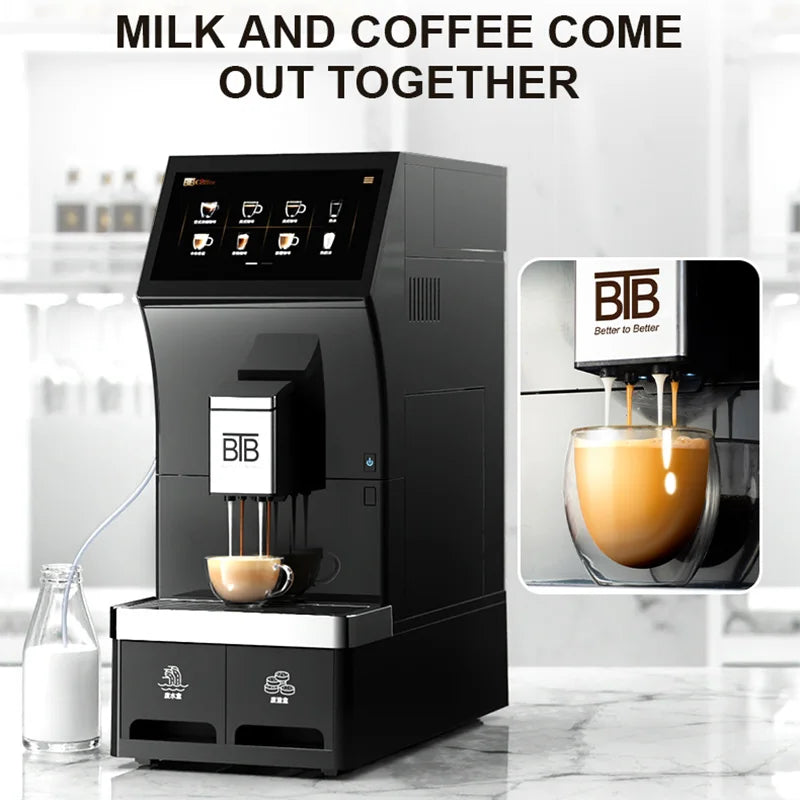 10.1 Inch Touch Screen Espresso Coffee Machine From Bean to Cup with Grinding System 19 Bar Pressure 16 Drink Options