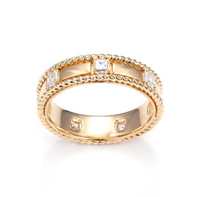 CustomJewelry MSR-1380 Fine Jewelry Rings 18K Gold Wedding Engagement Rings Cushion Shape Lab Grown diamond Eternity Ring