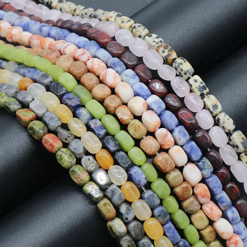 Natural Gemstone Tumbled Round Nugget Rock 6-8mm Loose Stone Beads 15 Inch for Jewelry Craft Making