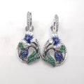 Golden Nano Corundum Cz Enamel Flower 925 Sterling Silver Clip on Earrings