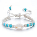 Handmade Turquoise Beaded Woven String Bracelets Fashionable Waterproof Hippie Surfer Star Shell Charm Men's Gift
