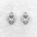 Sterling Silver 4*4mm Semi Mount Stud Earrings Empty Support Blank Claws Setting S925 Mountain Base Without Stone for DIY Inlay