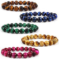 2021 6/8//1110/112MM Handmade Natural Gemstones Turquoise Beaded Bracelets Braided Woven Tiger-eye Bangle for Women Men