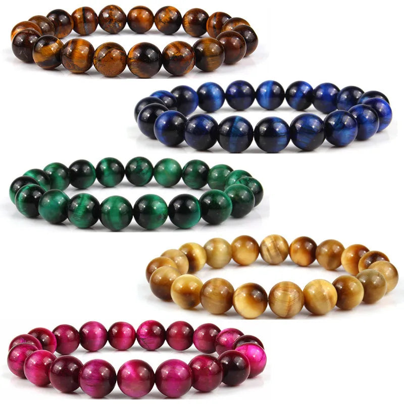 2021 6/8//1110/112MM Handmade Natural Gemstones Turquoise Beaded Bracelets Braided Woven Tiger-eye Bangle for Women Men
