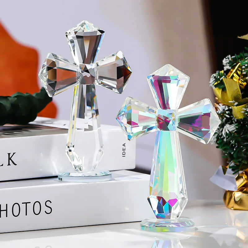 European-Style New Eco-friendly Carved Engraved Crystal Cross Ornaments Home Living Room Entrance Hall Christmas Other Crafts