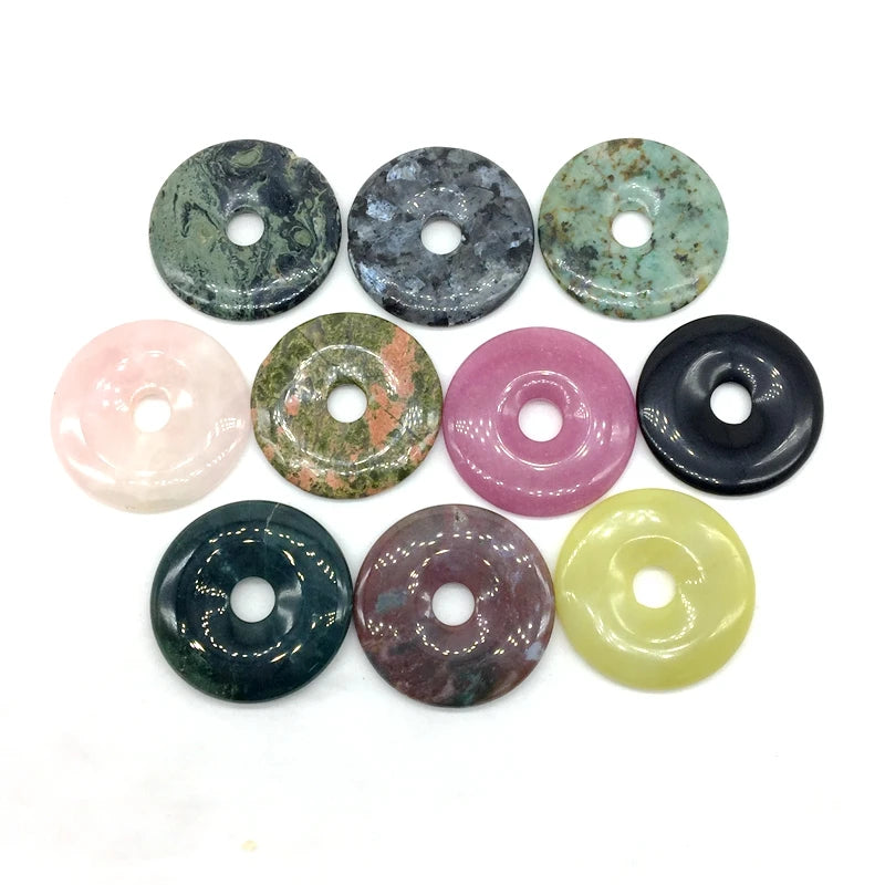 Unakite Carnelian Onyx Howlite Agates DIY Necklace with 50 mm Donut Pendants Classic Natural Stone Gifts for Party Occasions