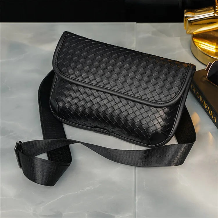 New Fashion square Chest Bag Small Diagonal Mobile Phone Bags Cheap PU Leather Woven Men and Women Shoulder Bag