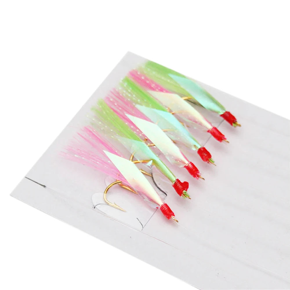 NewBility Sabiki Rig Carbon Steel String Hooks Long Wire Colored Flash Artificial Bait
