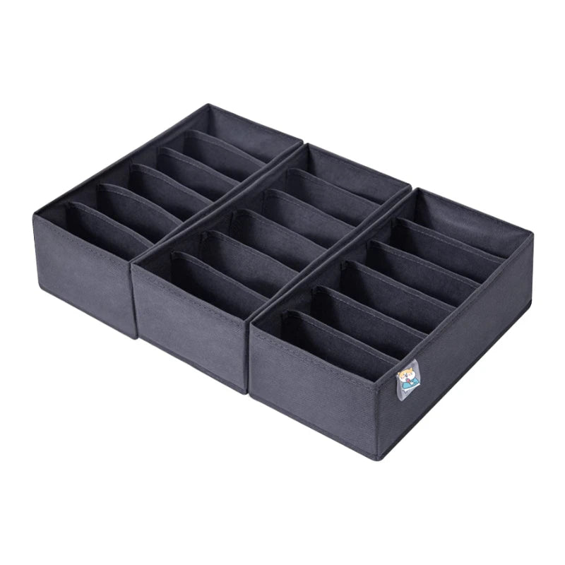 3 Pack Foldable Non-Woven Fabric Underwear Drawer Organizers Cabinets Closet Storage Boxes for Lingerie-Functional for Wardrobe