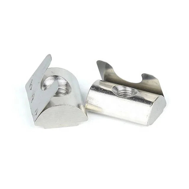 Wholesale Economy Carbon Steel M4 M5 M6 M8 Base Self-Aligning Roll-In T-Nut Spring Leaf Nut Nickel Plated 4545 Aluminum Profile
