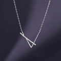 Fashion 925 Sterling Silver Geometric Design V-shaped CZ Diamond Pendant Necklace for Women Gift