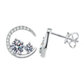 S925 Silver 0.8 Carat Moissanite Moon Shape Earrings Nickel Free Jewelry for Women