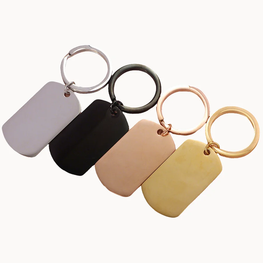 Elegant Customized Rectangle Stainless Steel 40*24mm Keyring Heart-Shaped Fashion Style with Personalized Engraving for Gift