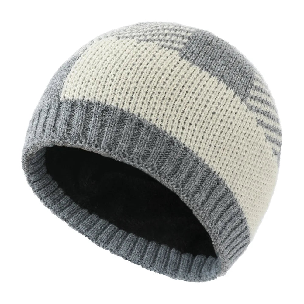 Men Women Winter Knitted Jacquard Checked Acrylic Hat Warm Ear protection Cold Christmas Beanie Hat