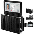 Carbon  Three Fold Short Wallet Men Multi Card RFID Anti Theft Brush Men Money Clip Wallet Wollet Men Wallet
