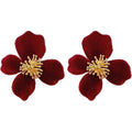 Delicate 925 Sterling Silver Pin Floral Earrings Women Irregular Red Flannel Flower Stud Earrings for Girl