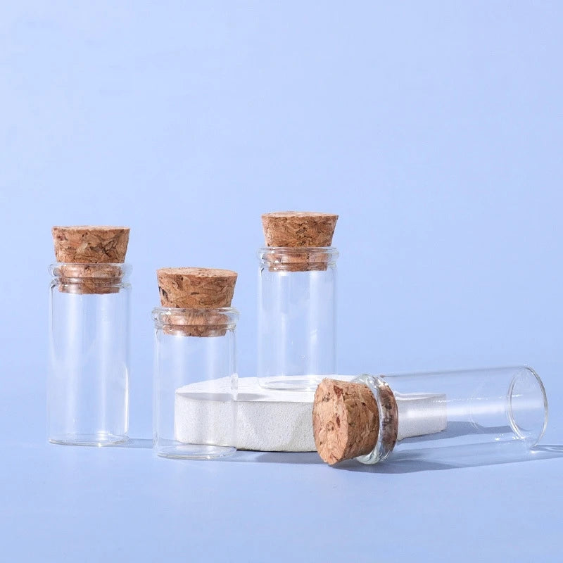 Wholesale Clear Small 2ml 3ml Glass Bottles with Cork Screw Cap Screen Printing Cosmetic Use