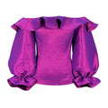 Summer Sexy Fashionable Elegant Off Shoulder Ruffle Ladies Purple Blouse