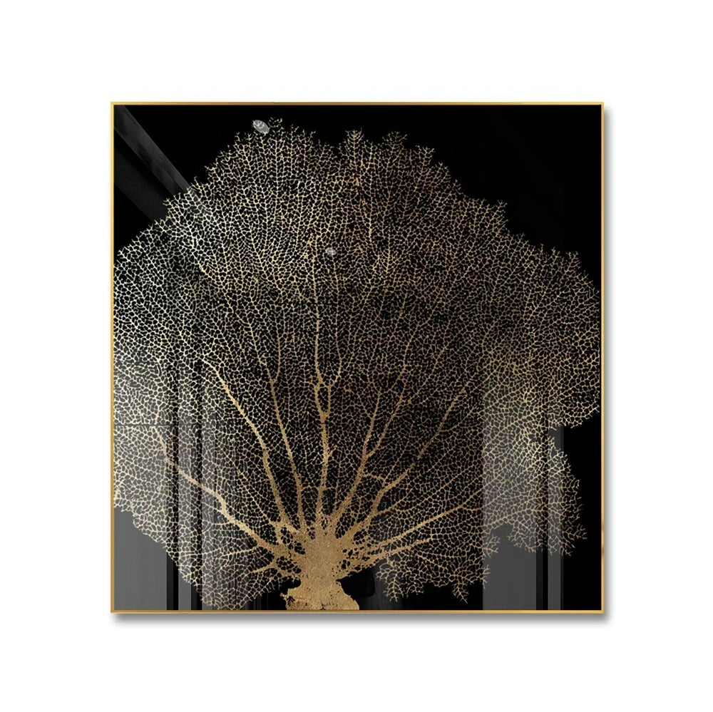 Modern Luxury Big Size Gold Flower Printed Crystal Porcelain Home Decor Wall Decor Oil Painting