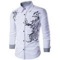 Men's Autumn Breathable Vintage National Style Printed Trendy Casual Long Sleeve Fashion Shirt