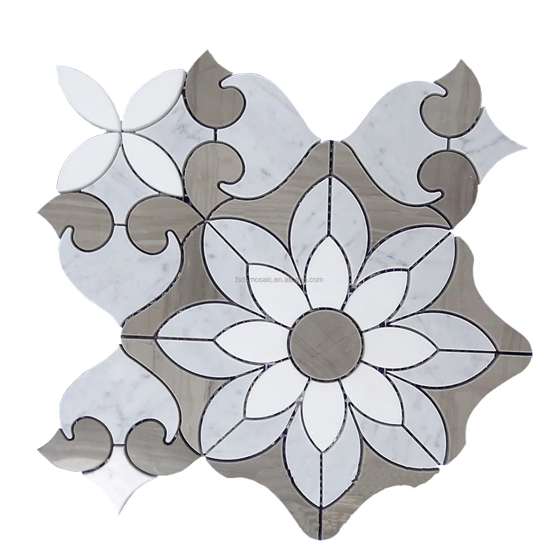 Waterjet Flower Pattern Natural Stone Marble Mosaic for Wall and Floor