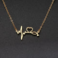 Fashion Stainless Steel Gold Silver Stethoscope Heartbeat Necklace for Women MegaBDM