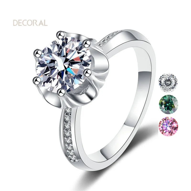 1/2 Carat Six Prong 18K White Gold Plated Light Pass Diamond Test Wedding Ring Moissanite Ring for Women