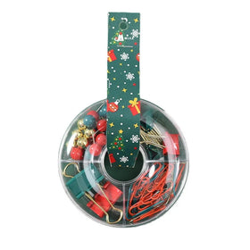 Christmas Binder Red Green and Gold Paperclip Pushpin Four-grid Donut Cultural and Creative Office Supplies