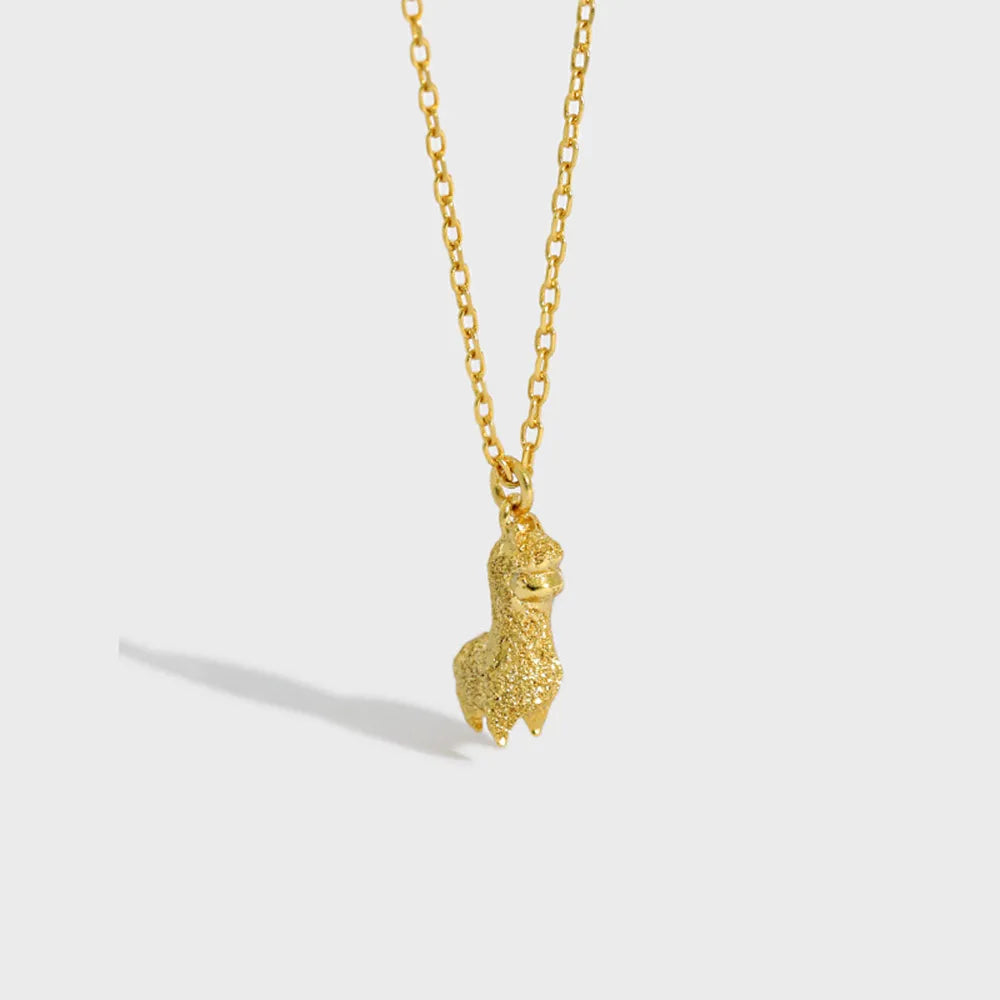 FUAMAY 925 Sterling Silver Animal Charm Necklace Hollow Mini Alpaca Pendant Necklace for Women