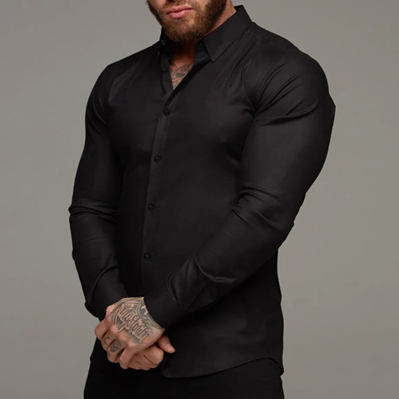 Men's Fashion Long Sleeve Plain Casual Shirt Super Fit Male Social Business Dress Shirts Brand for Men Soft Comfortable