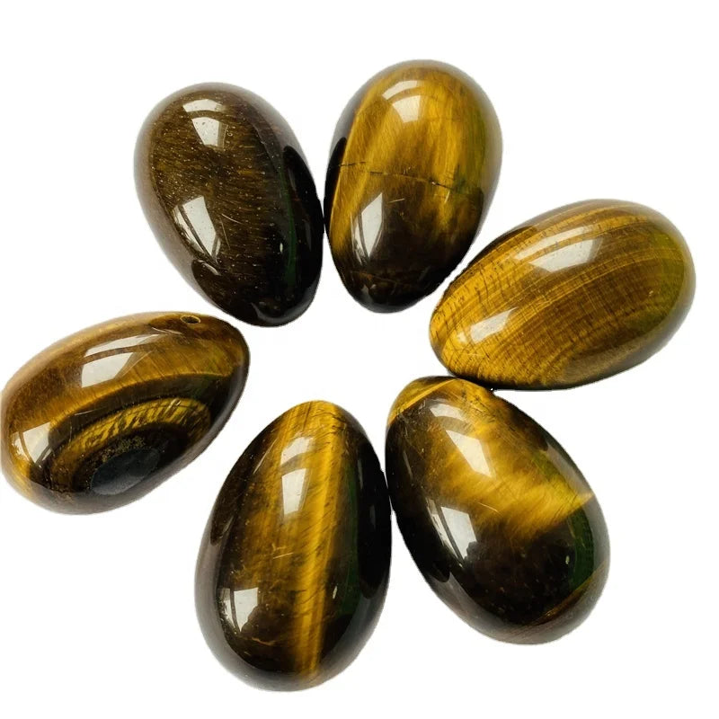 Wholesale Natural Crystal Egg Yellow Quartz Tiger Eye Yoni Eggs Healing