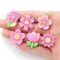 20 Styles Resin Pink Flower Charms for Jewelry Making Diy Earring Bracelet Pendant Accessories Findings W357
